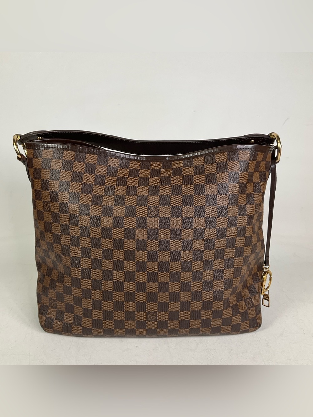 Louis Vuitton Delightful MM Damier Ebene Hobo Tote Bag Brown Coated Canvas